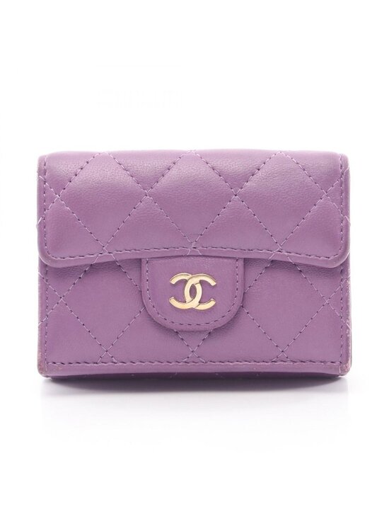 Chanel Handbags - Chanel Trifold Wallet Classic Small Flap Quilted Purple Lambskin
